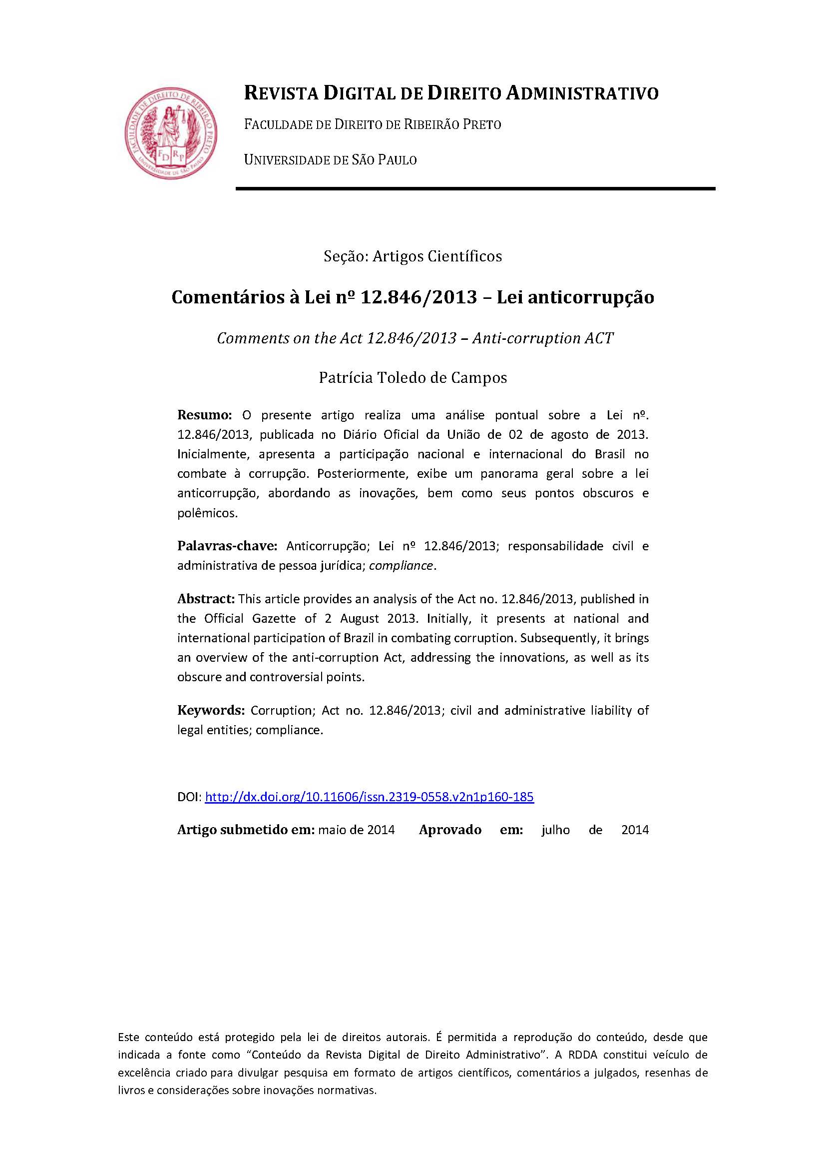 lei anticorrupcao comentarios a lei 12846 conteudo revista digital de direito administrativo
