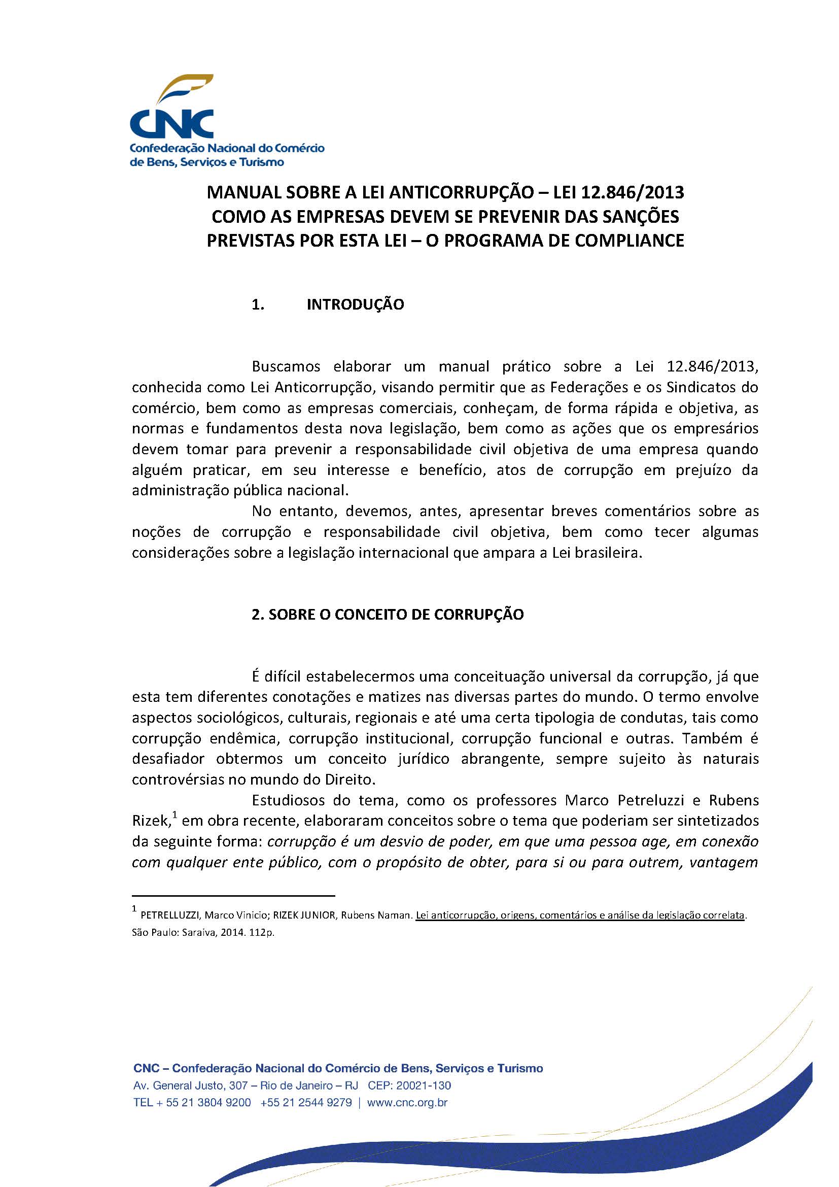 lei anticorrupcao confederacao nacional comercio manual sobre a lei anticorrupcao lei 12846