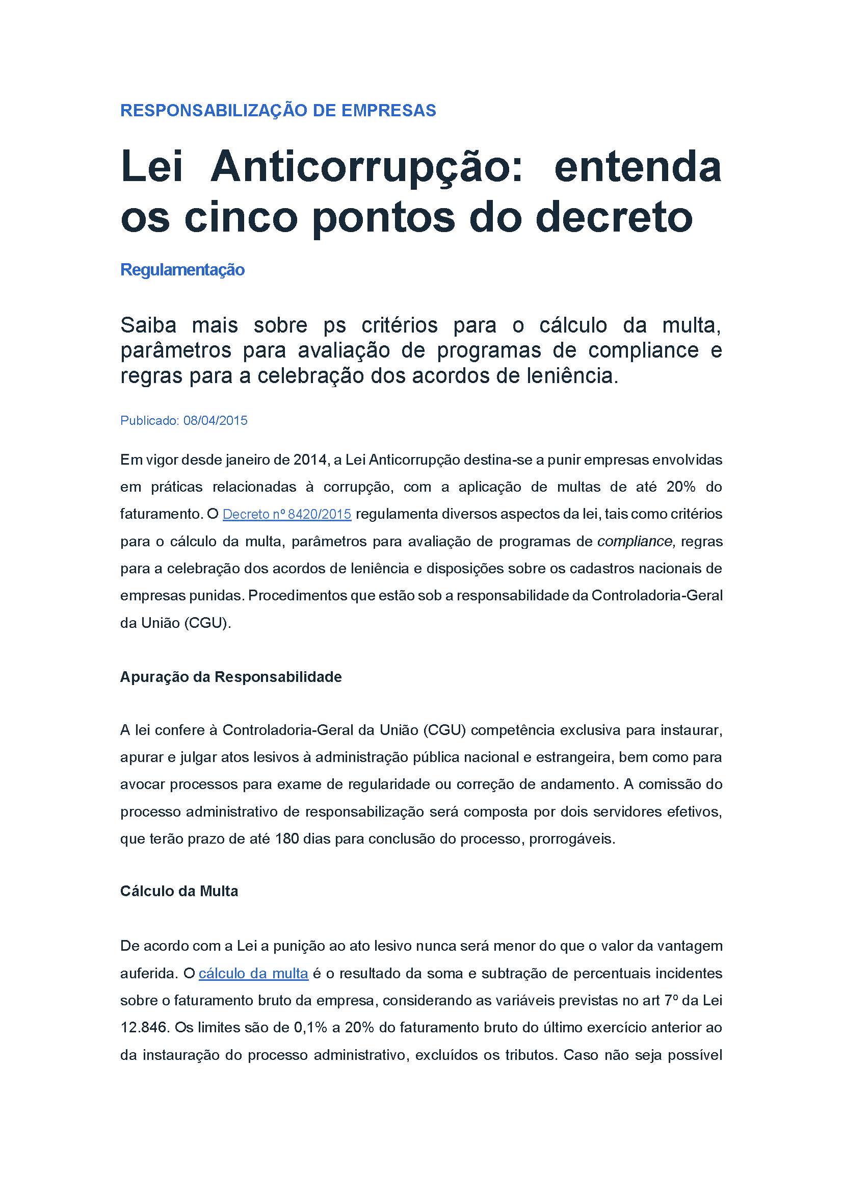 lei anticorrupcao responsabilizacao empresas artigo site cgu